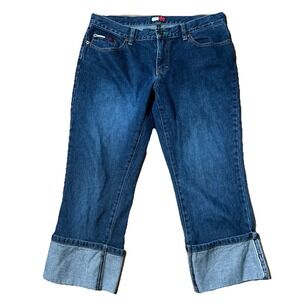 Vintage 2001‎ Tommy Hilfiger Jeans Women's 11 Blue Cuffed Capris Medium Wash Y2K